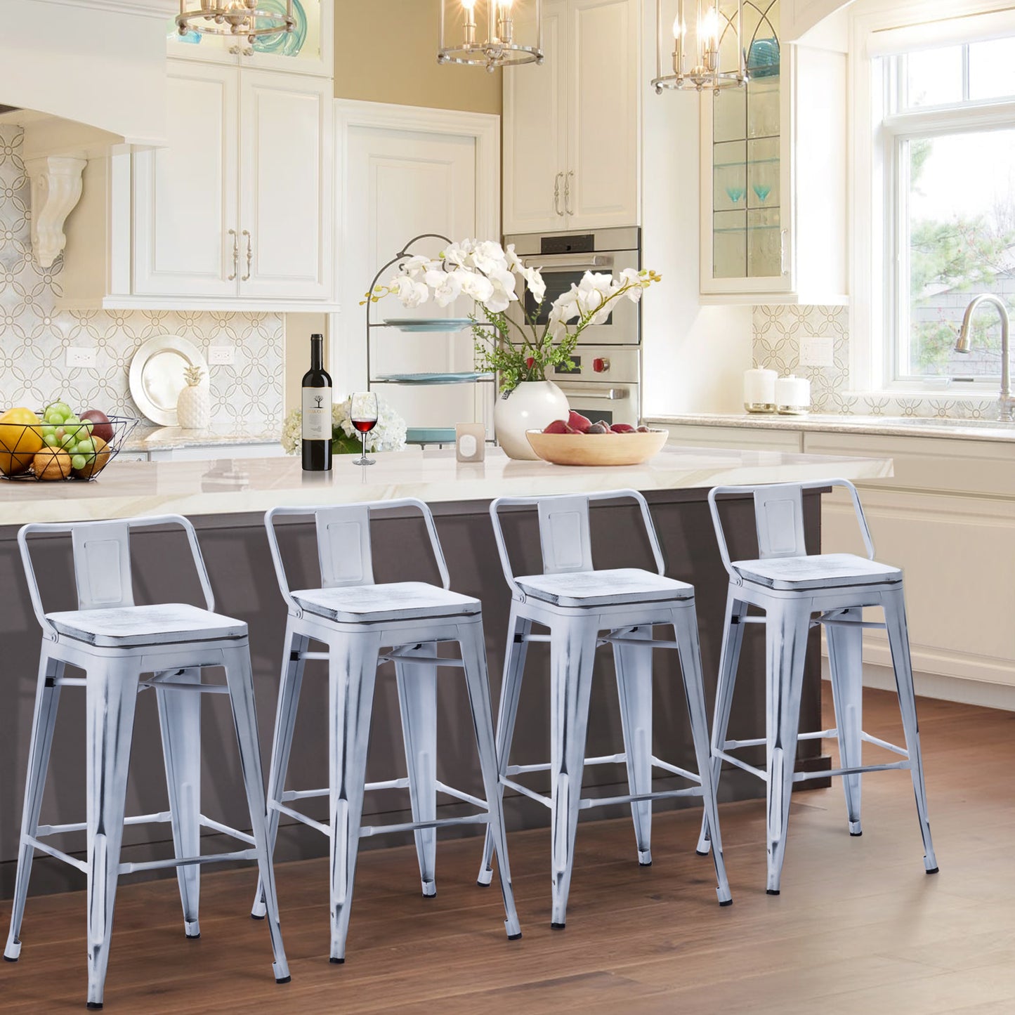 Metal Counter Bar Stool Low Back