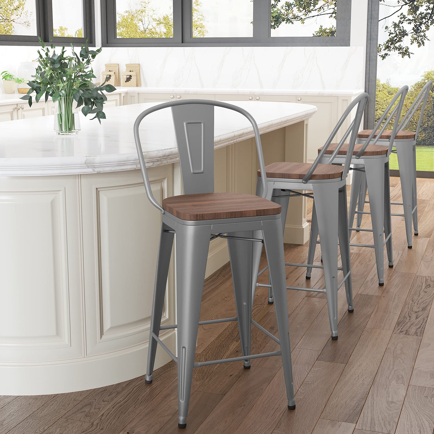 farmhouse counter stools with backs set of 4