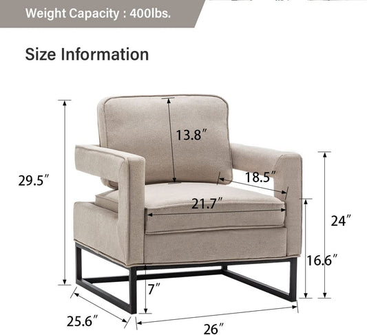 Andeworld Contemporary Upholstered Accent Armchairs Living Room Chair with Black Legs,Single Sofa Chair,Bedroom Reading Chair