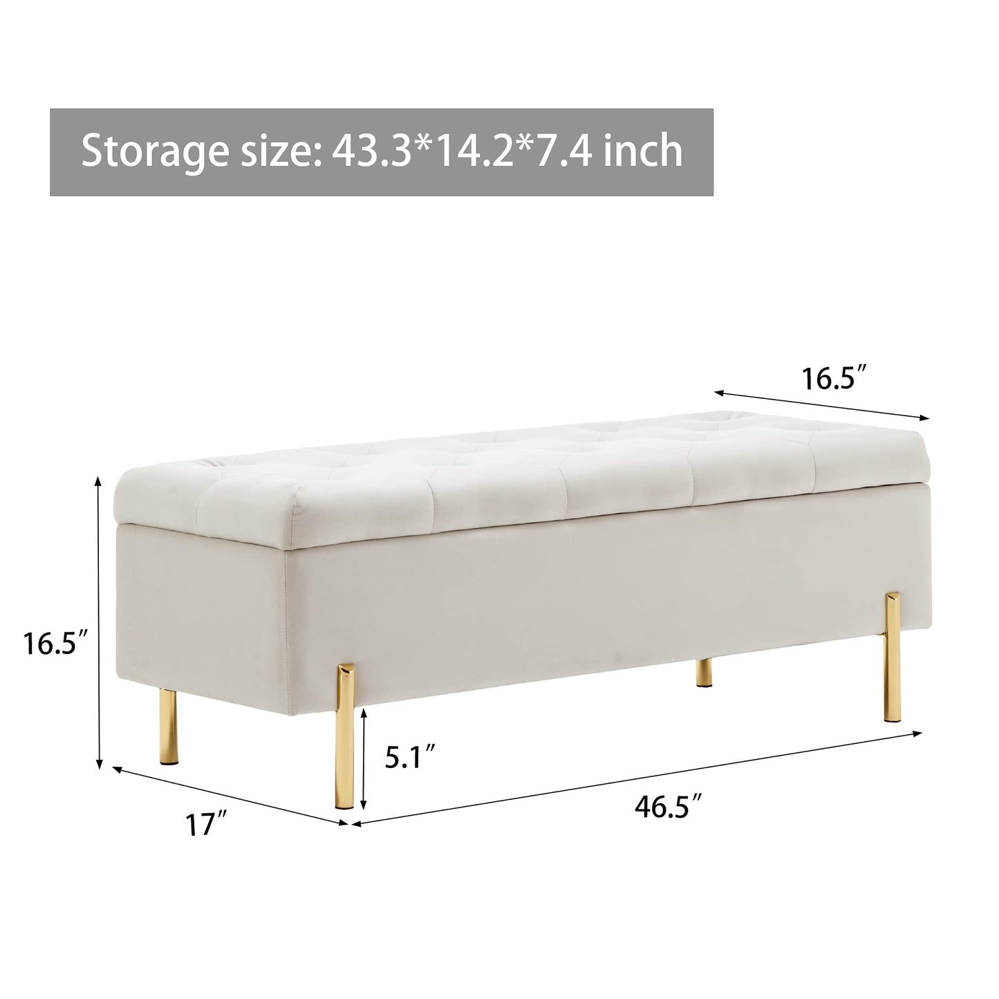 Storage Bench Velvet Tufted Upholstered Settee Bench - andeworld