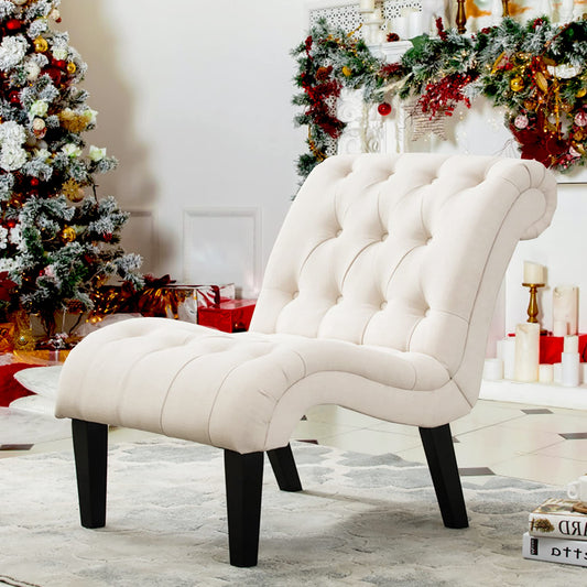 Accent Chair for Bedroom Living Room Chairs Tufted Upholstered Lounge Chair with Wood Legs