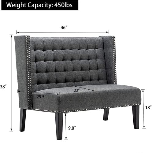 Andeworld Modern Loveseat Settee Bench Sofa Upholstered Banquette Couch for Dining Living Room