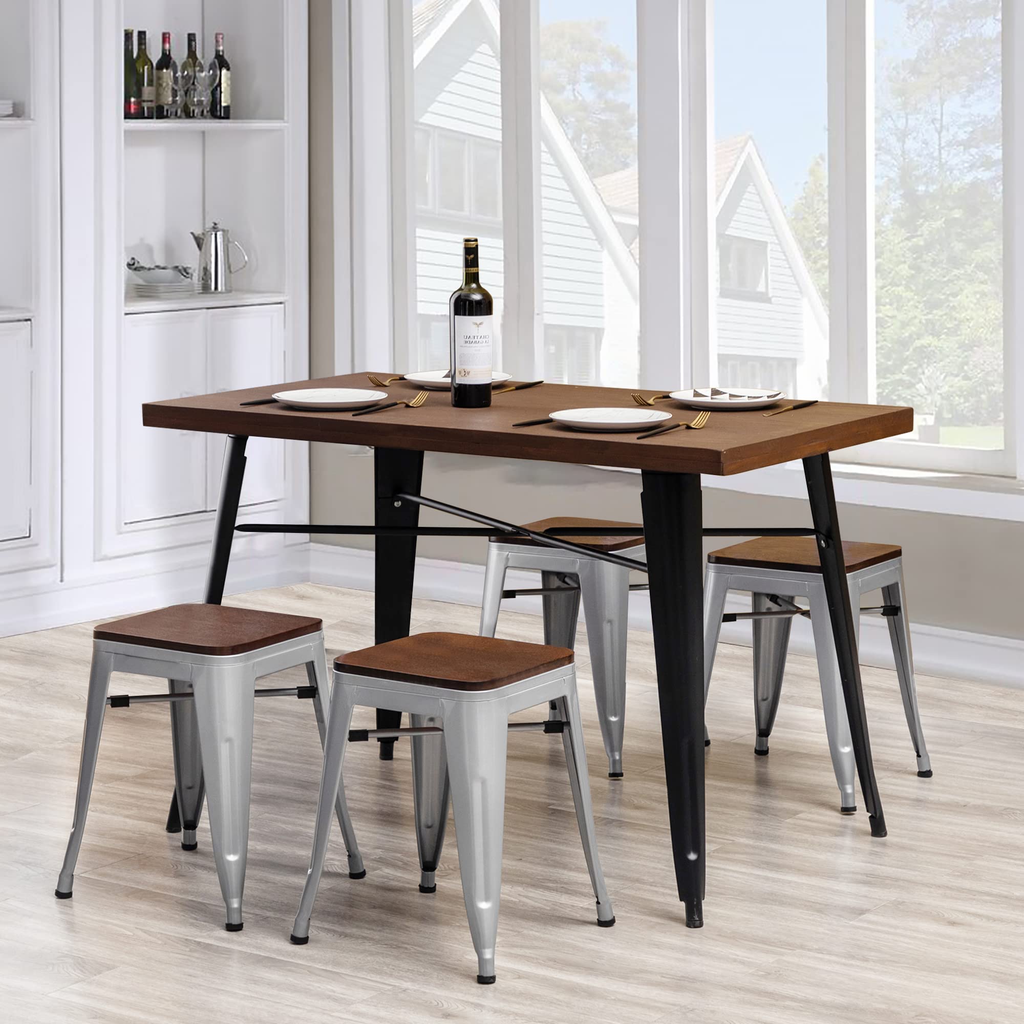 18 inch stool metal dining chairs set of 4 andeworld