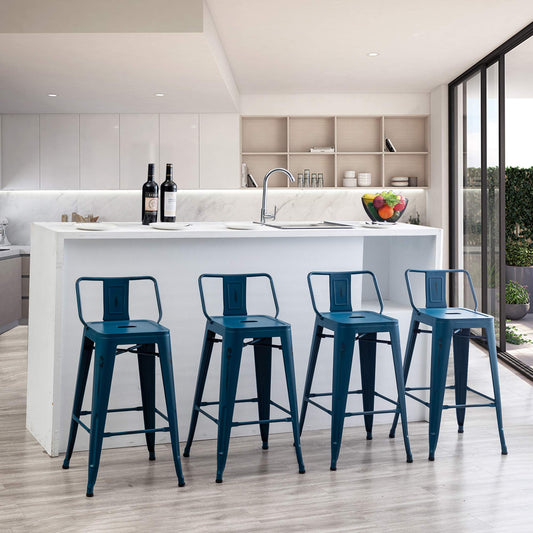 Metal Bar Stools with Backs stools for kitchen counter Set of 4