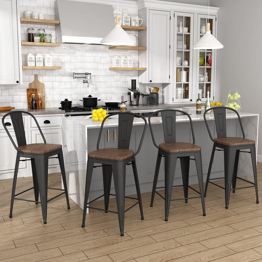Counter Height Bar Stools With Backs Set of 4