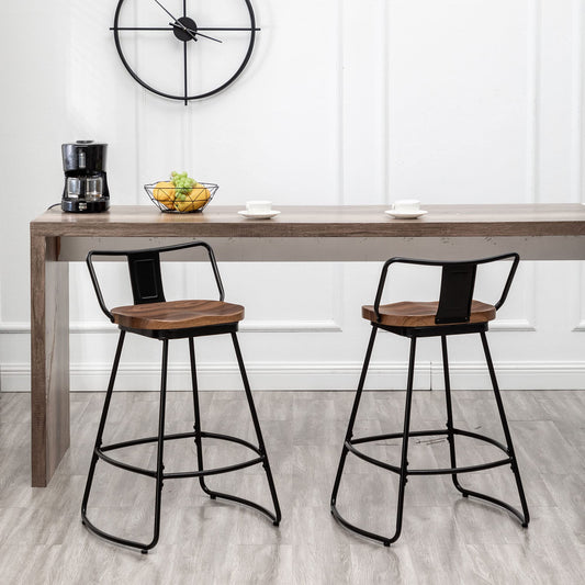 Swivel Barstools with Backs Metal Bar - andeworld