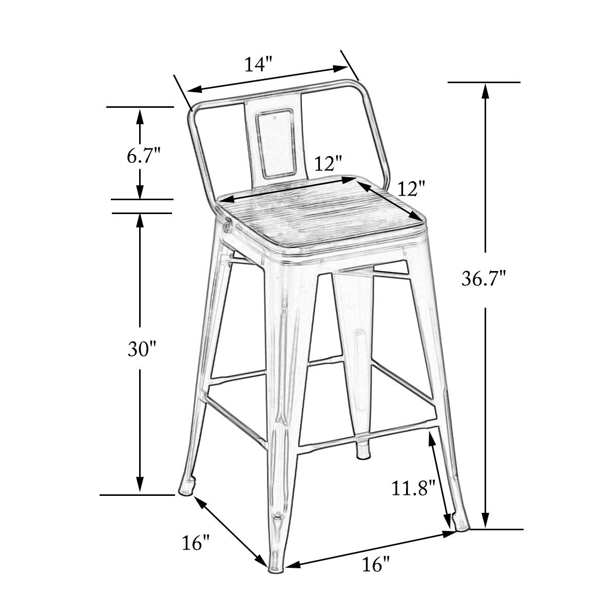 Metal Counter Stool Low Back - andeworld
