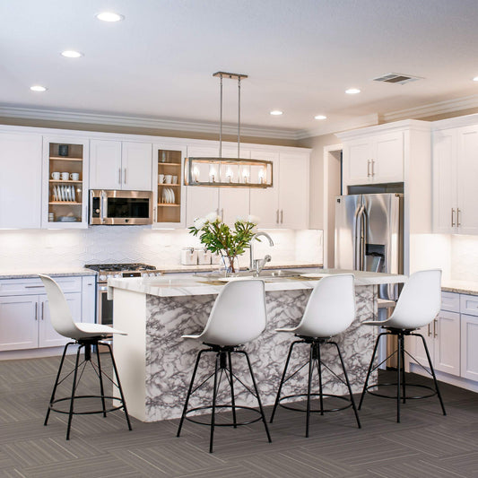 Counter Height Stools Bar Plastic Seat Swivel Chairs Set of 4