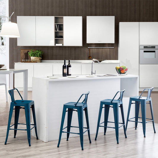 Metal Bar Stools with Backs stools for kitchen counter Set of 4