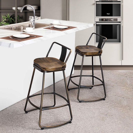 Swivel Metal Bar Stools Set of 2 Low Back - andeworld