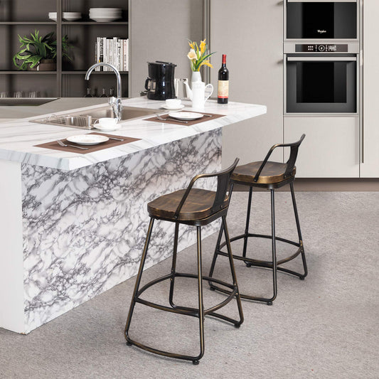 Swivel Metal Bar Stools Set of 2 Low Back - andeworld