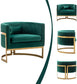 Andeworld Modern Upholstered Velvet Accent Chair Wide Arm Chair for Living Room Bedroom Leisure Chair Barrel Chair Green with Gold Legs
