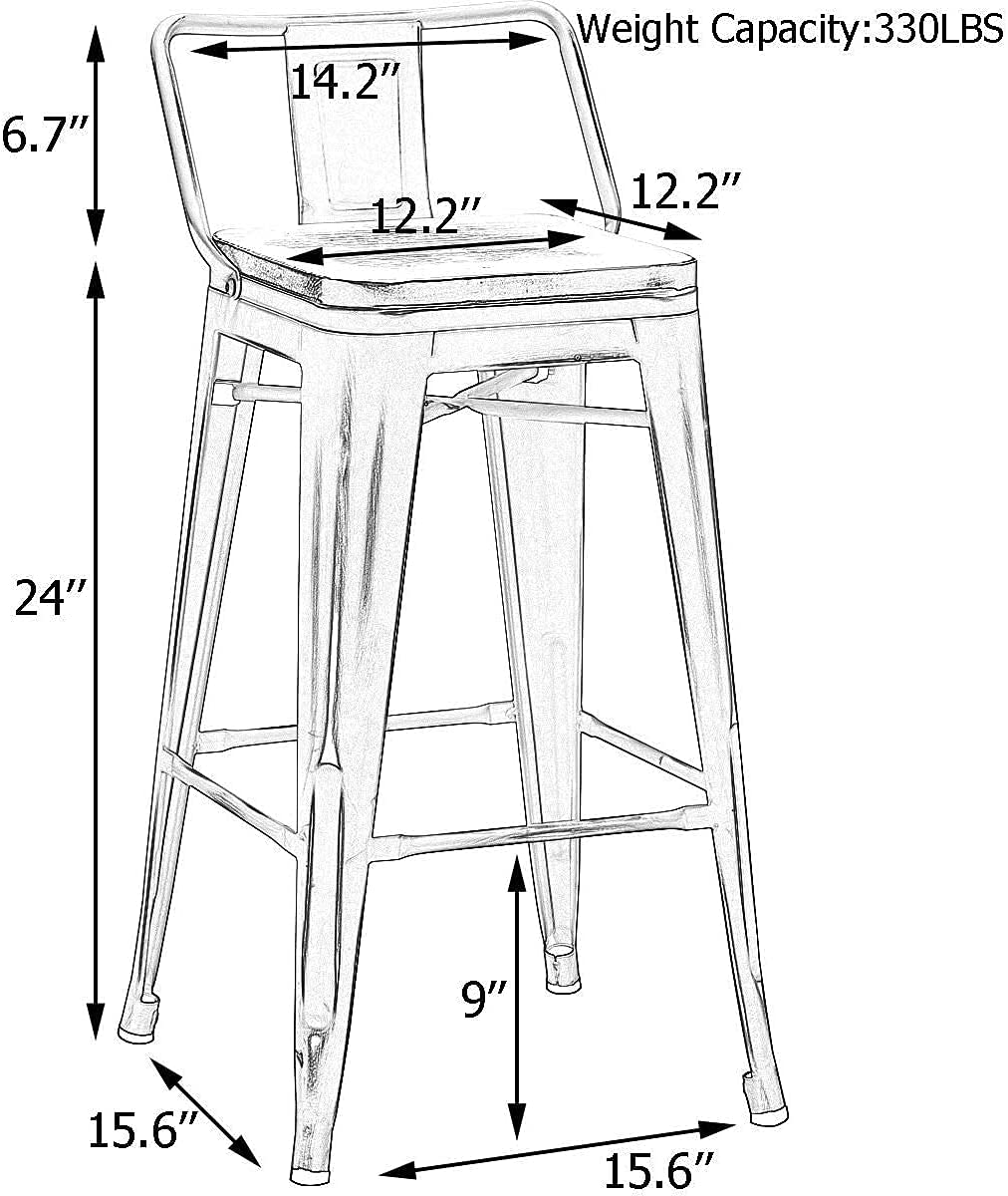 Bar Stools Set of 4 Counter Height Stools Industrial Metal - andeworld